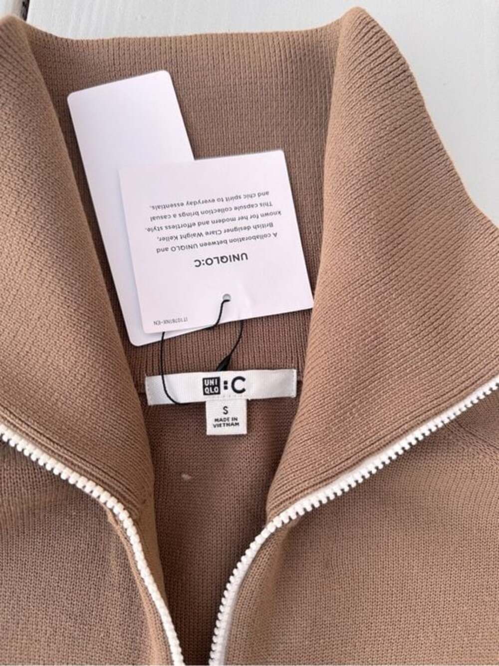 Uniqlo :C women's Milano ribbed full zip cardigan in beige 2026 - Picture 4 of 6